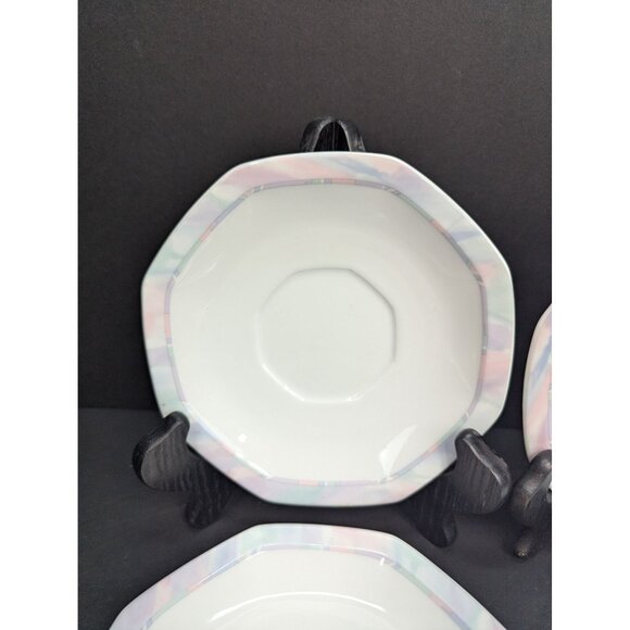 Savoir Vivre Celina Y0010 Fine China 6" Polygon Saucer Replacement Set of 4 - Picture 1 of 9